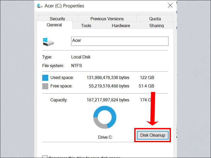 Chọn Disk Cleanup