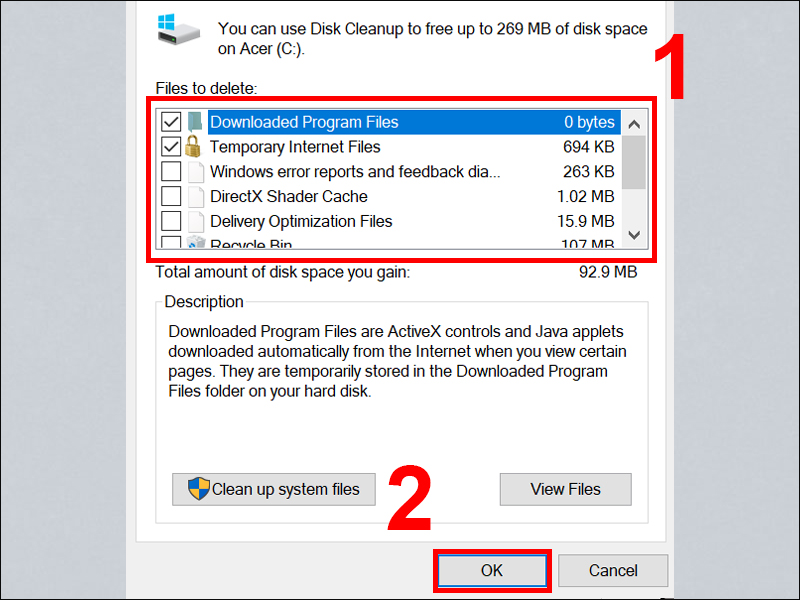 Xóa file không cần thiết
