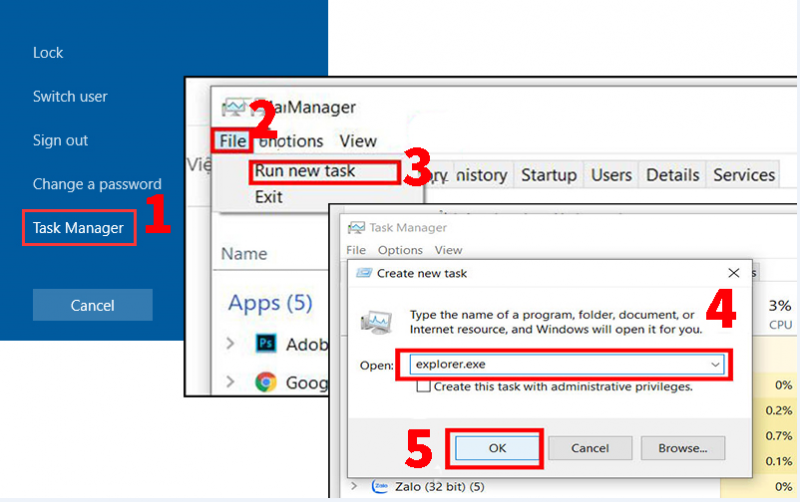 Truy cập tạm thời vào Windows Explorer
