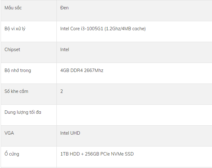 Thong so ky thuat Laptop Dell Vostro 3401