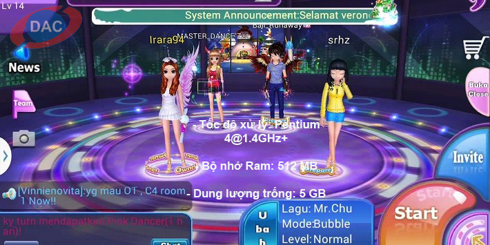 Cấu hình máy tính game Audition
